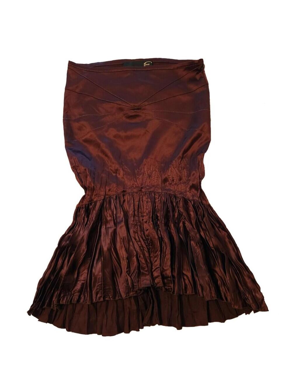 Roberto Cavalli Satin Mermaid Skirt Brown NWT